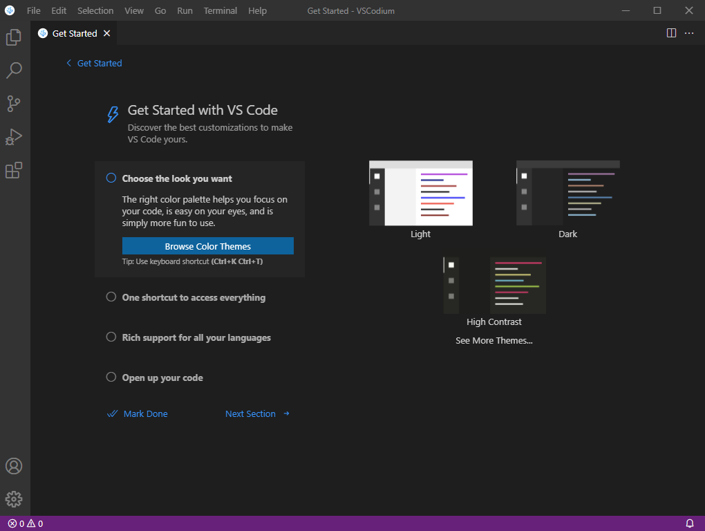 start VSCodium Windows